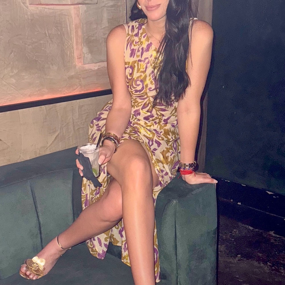Zara Purple and Yellow Midi Dress